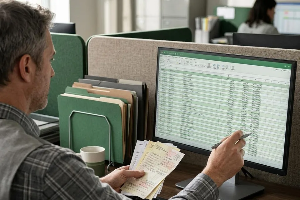 Illustration of import-account receipts being matched to an itemized digital account statement